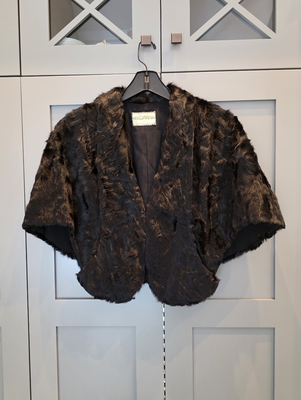 Vintage Alfred D'elia Brown Mink Cape Elegant Stole S/M Hook & Eye Satin Lined